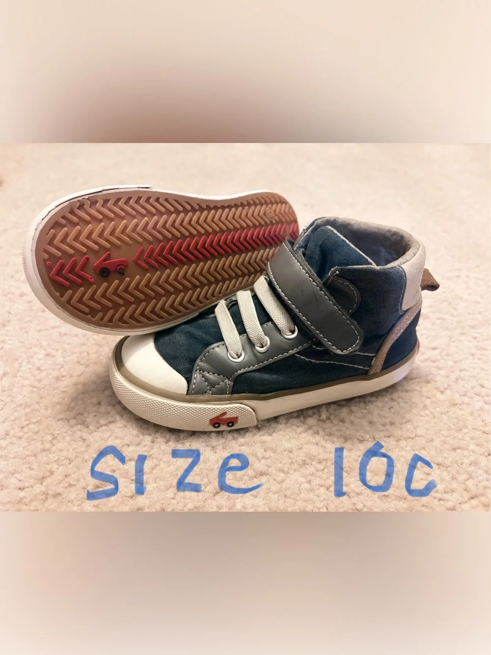 See Kai Run Kids Navy Blue High-Top Sneakers with Gray Accents